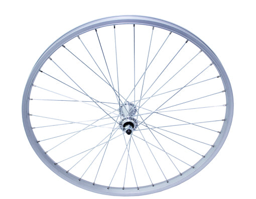 24 X 1.50 ALLOY FRONT WHEEL 36 SPOKE 14G UCP 3/8 AXLE SINGLE WALL SILVER || Mr. Bike Shop – Mr. Bikes