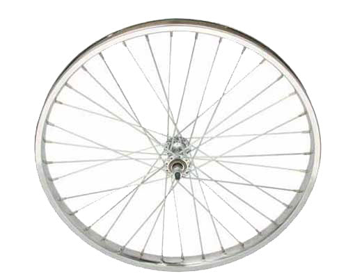 24 X 2.125 STEEL FRONT WHEEL 36 SPOKE 12G UCP 3/8 AXLE SINGLE WALL CHROME || Mr. Bike Shop – Mr. Bikes