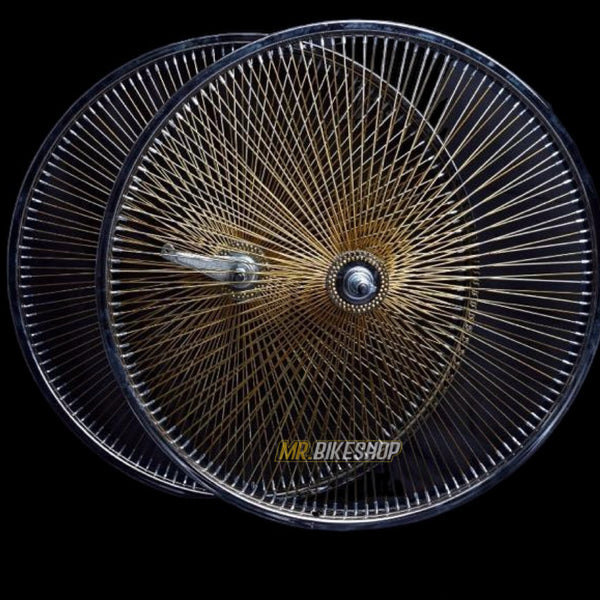 144 Spoke 26 Inch Wheel Spokes Gold 144 Spoke Bicycle Rims 26 Set F&R Original Lowrider 144 Spoke 26 Inch Wheel Spokes Gold 144 Spoke Bicycle Rims 26 Set F&R Original Lowrider