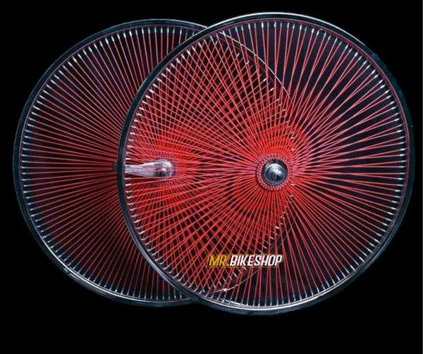 26” STEEL 140 SPOKE  WHEELSET RED