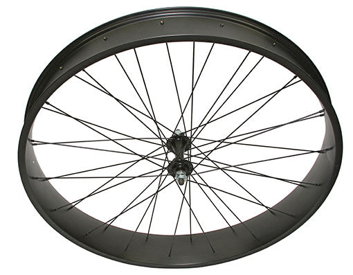 26 X 4.00 FAT ALLOY FRONT WHEEL 36 SPOKE 14GBLACK 3/8 AXLE SINGLE WALL BLACK