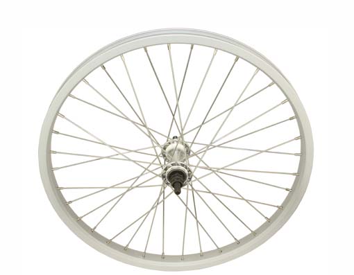 20" X 1.75 ALLOY FRONT WHEEL 36 SPOKE 14GSS/SILVER 3/8 AXLEE SEALED BEARING DOUBLE WALL SILVER