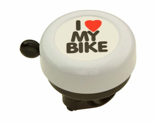 White I Love My Bike Bell